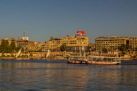 ASWAN, EGYPT: FEB 14, 2019: Skyline of Aswan, Egypt