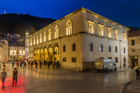 DUBROVNIK, CROATIA - MAY 31, 2019: Evening view of the Rector's Palace in the old town of Dubrovnik, Croatiaのeditorial素材