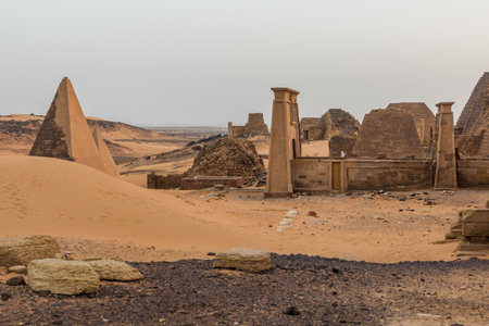 View of Meroe pyramids, Sudanのeditorial素材