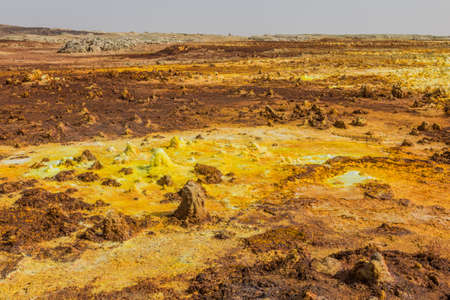 Colorful sulfuric landscape of Dallol volcanic area, Danakil depression, Ethiopiaの写真素材