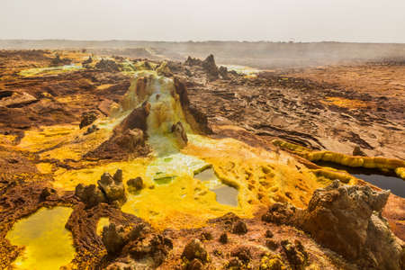 Colorful volcanic landscape of Dallol, Danakil depression, Ethiopia.の写真素材