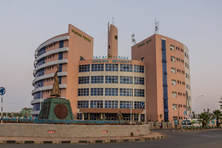 BAHIR DAR, ETHIOPIA - APRIL 1, 2019: Bahir Dar University building, Ethiopiaのeditorial素材