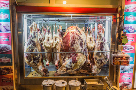 KARS, TURKEY - JULY 17, 2019: Butchery window in Kars, Turkeyのeditorial素材