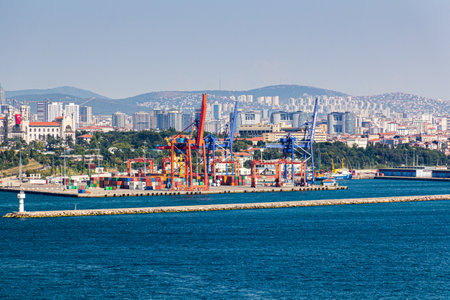 ISTANBUL, TURKEY - JULY 22, 2019: Haydarpasa port in Istanbul, Turkey