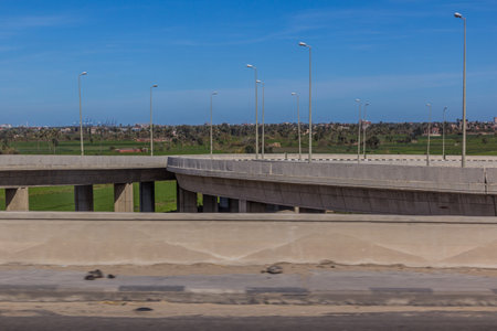 Freeway junction near Damietta town, Egyptの写真素材