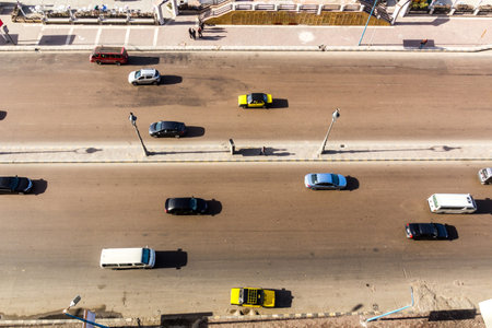 Aerial view of Corniche seaside drive in Alexandria, Egypt