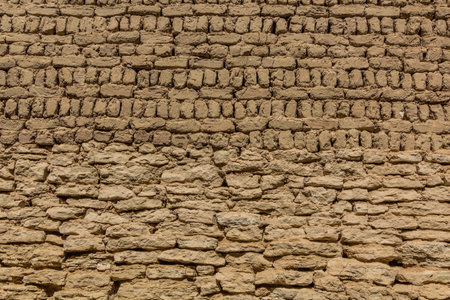 Detail of mud brick wall in Al Qasr village in Dakhla oasis, Egypt