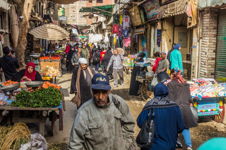 CAIRO, EGYPT - JANUARY 29, 2019: El-Khayamiya (Tentmakers) street in Cairo, Egypt