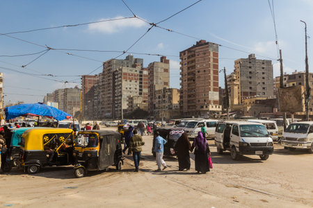 ALEXANDRIA, EGYPT - FEBRUARY 2, 2019: View of a street in Alexandria, Egypt