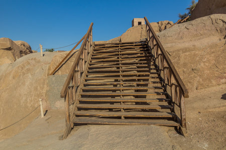 Staircase at the unfinished obelisk in Aswan, Egyptの写真素材