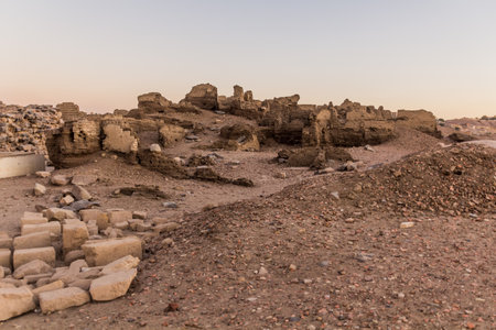 Old ruins at the Elephantine island in Aswan, Egyptの写真素材