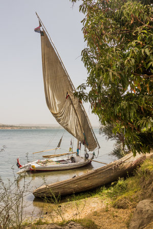 Felucca sail boat at the river Nile, Egypt
