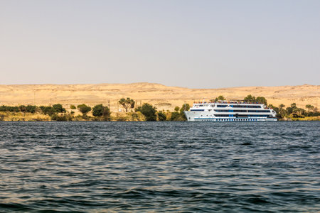 Cruise ship at the river Nile, Egyptの写真素材