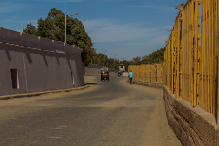 EDFU, EGYPT - FEB 17, 2019: Road next to the Temple of Horus in Edfu, Egyptのeditorial素材