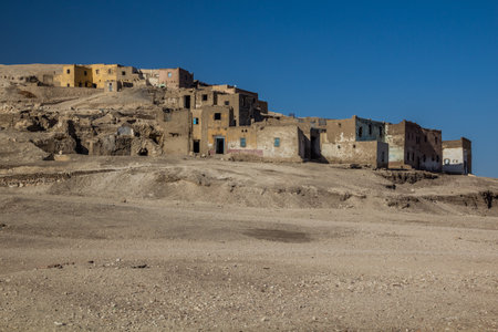 Small village at the Theban Necropolis, Egyptの写真素材