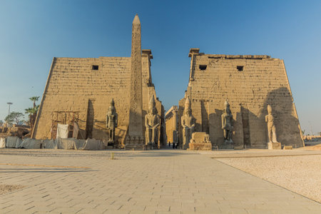 Pylon of Luxor temple, Egyptの写真素材