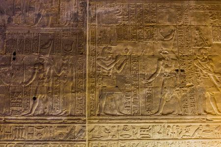 Wall of the temple of Horus in Edfu, Egypt