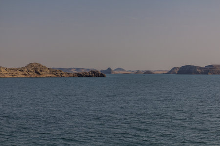Rocky banks of Lake Nasser, Egypt