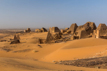 View of Meroe pyramids in Sudanのeditorial素材