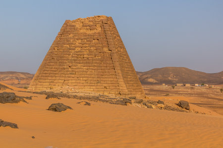 Pyramid in Meroe located in Sudanのeditorial素材