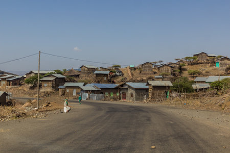 NORTHERN ETHIOPIA - MARCH 31, 2019:Small village near Lalibela, Ethiopiaのeditorial素材
