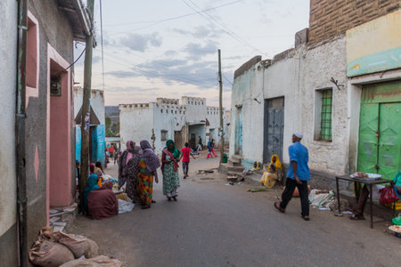 HARAR, ETHIOPIA - APRIL 7, 2019: Street in the Old town in Harar, Ethiopiaのeditorial素材