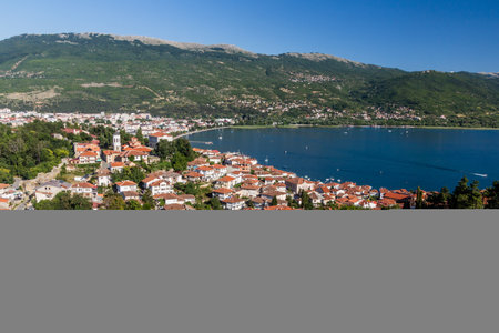 Aerial view of Ohrid town, North Macedoniaの写真素材