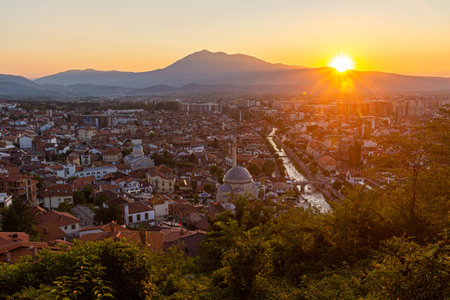 Sunset aerial viewの写真素材