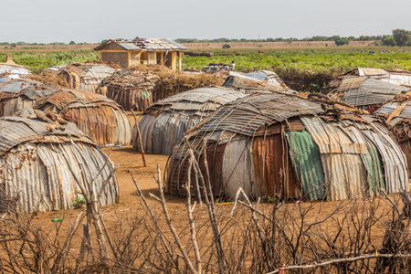 Daasanach tribe village near Omorate, Ethiopiaの写真素材