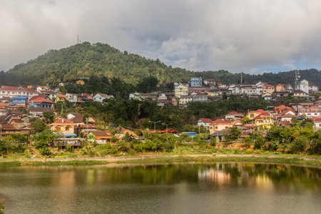 Small pond in Phongsali town, Laosの写真素材