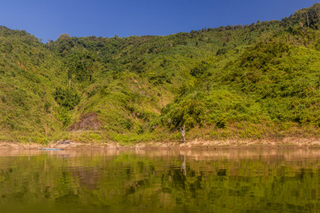Banks of Nam Ou 5 reservoir, Laosの写真素材