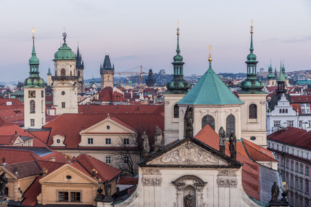 Towers of the Old town in Prague, Czech Republicの写真素材