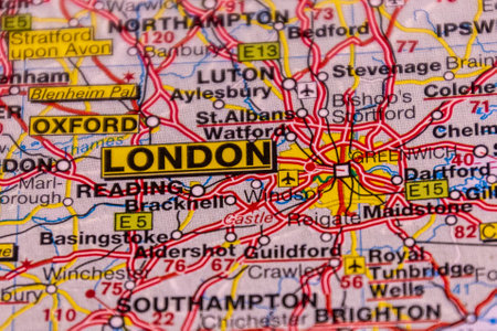 London, UK on a road map.の写真素材