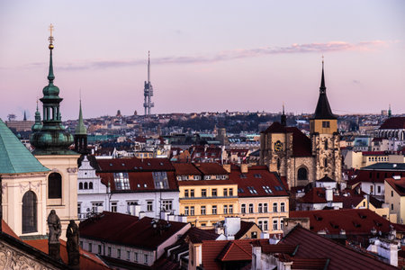 Skyline of the Old town in Prague, Czech Republicの写真素材
