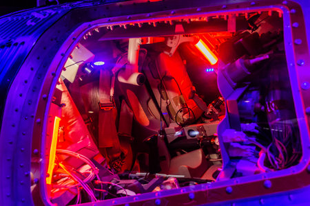 PRAGUE, CZECHIA - JULY 10, 2020: Interior of the capsule Friendship 7 of the first US astronaut in...