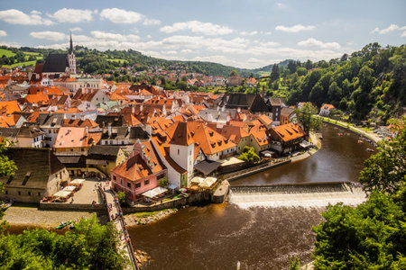 Panorama of Cesky Krumlov town, Czech Republic