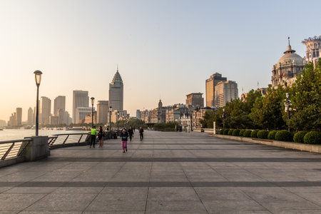 SHANGHAI, CHINA - OCTOBER 24, 2019: Riverside of Shanghai, The Bund, China
