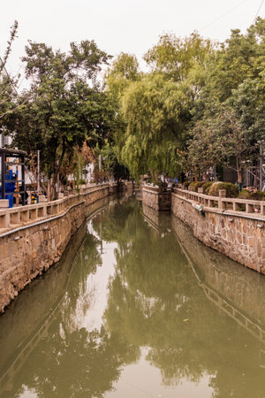Water canal in Suzhou, Jiangsu province, Chinaの写真素材
