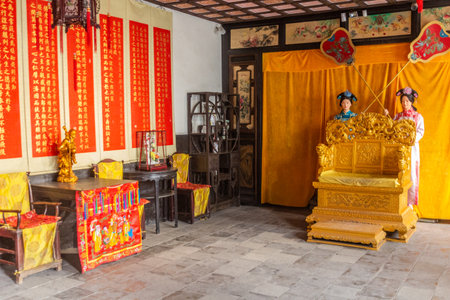 QIXIAN, CHINA - OCTOBER 22, 2019: Interior of a palace in Qiao Family Courtyard, Chinaのeditorial素材