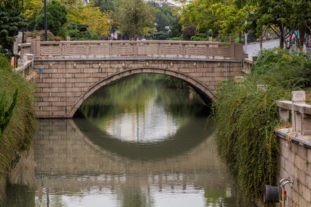 Water canal in Suzhou, Jiangsu province, Chinaの写真素材