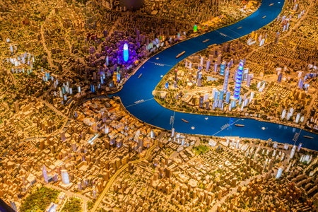 SHANGHAI, CHINA - OCTOBER 25, 2019: Model of the city Shanghai in the Urban Planning Exhibition Hall...