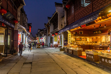 TUNXI, CHINA - OCTOBER 28, 2019: Old Street (Lao Jie) in Tunxi city, Anhui province, Chinaのeditorial素材
