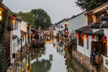 LUZHI, CHINA - OCTOBER 27, 2019: Canal in Luzhi water town, Jiangsu province, Chinaのeditorial素材