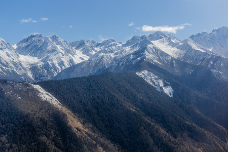 Snow covered peaks in Sichuan province, China