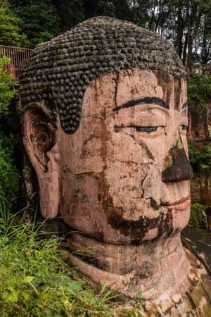 Giant Buddha in Leshan, Sichuan province, Chinaの写真素材