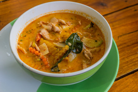 Red curry soup in Thailandの写真素材