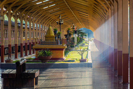 Platform of Chiang Mai train station, Thailandの写真素材