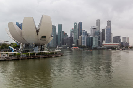 Skyline of Marina Bay in Singaporeの写真素材