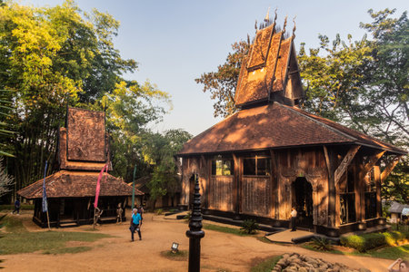 CHIANG RAI, THAILAND - NOVEMBER 30, 2019:  Temples in the Baan Dam Museum (Black House) in Chiang Rai province, Thailandのeditorial素材