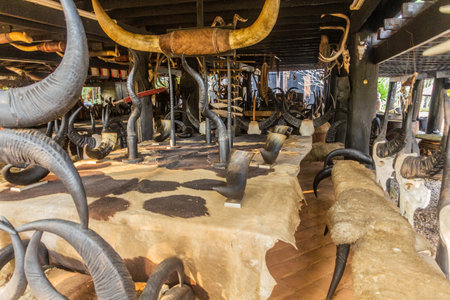 CHIANG RAI, THAILAND - NOVEMBER 30, 2019:  Exhibits of the Baan Dam Museum (Black House) in Chiang Rai province, Thailandのeditorial素材